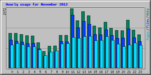 Hourly usage for November 2012